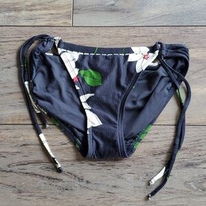 Robin Piccone Womens Floral Bikini Drawstring Side Bottom swim sz S